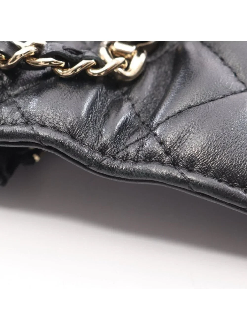 Chanel Shoulder Bag Quilted Top Handle 2-Way Black Lambskin Chain Wallet